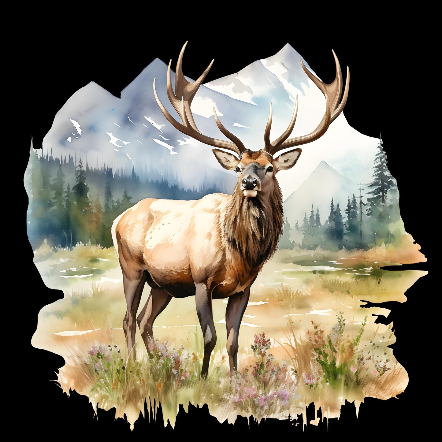 Elk T-Shirt Unisex Garment-Dyed Hunter Shirt Outdoorsman Rugged Individual Pasture Wildlife Tee