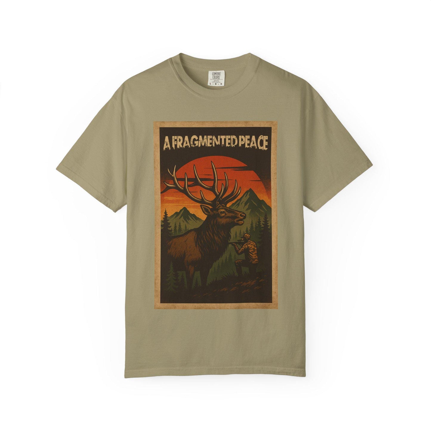 Fragmented peace Elk Portrait Nature lovers hunters gift for dad grandpa and son or any outdoors man Unisex Garment-Dyed T-shirt - Toddcraft