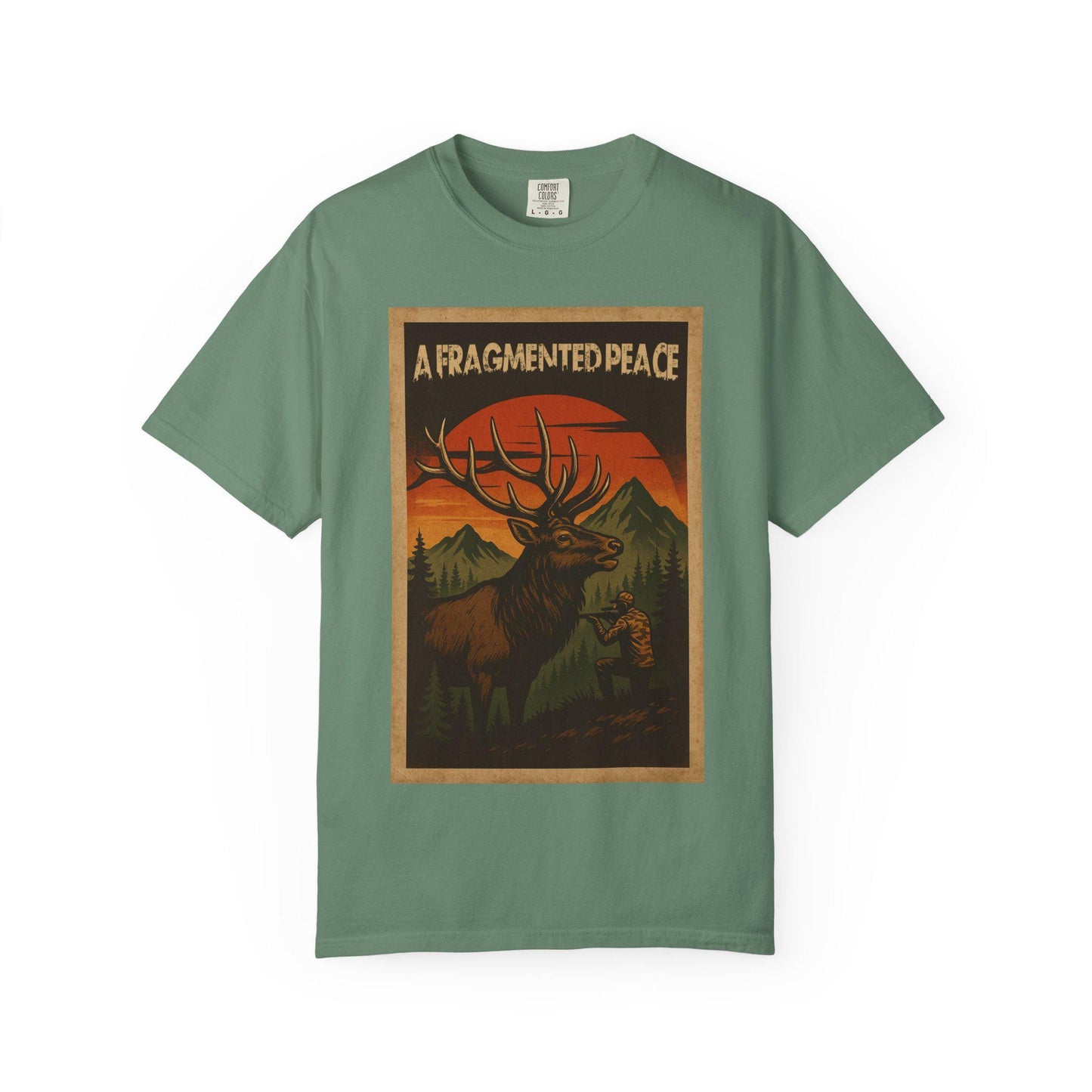 Fragmented peace Elk Portrait Nature lovers hunters gift for dad grandpa and son or any outdoors man Unisex Garment-Dyed T-shirt - Toddcraft