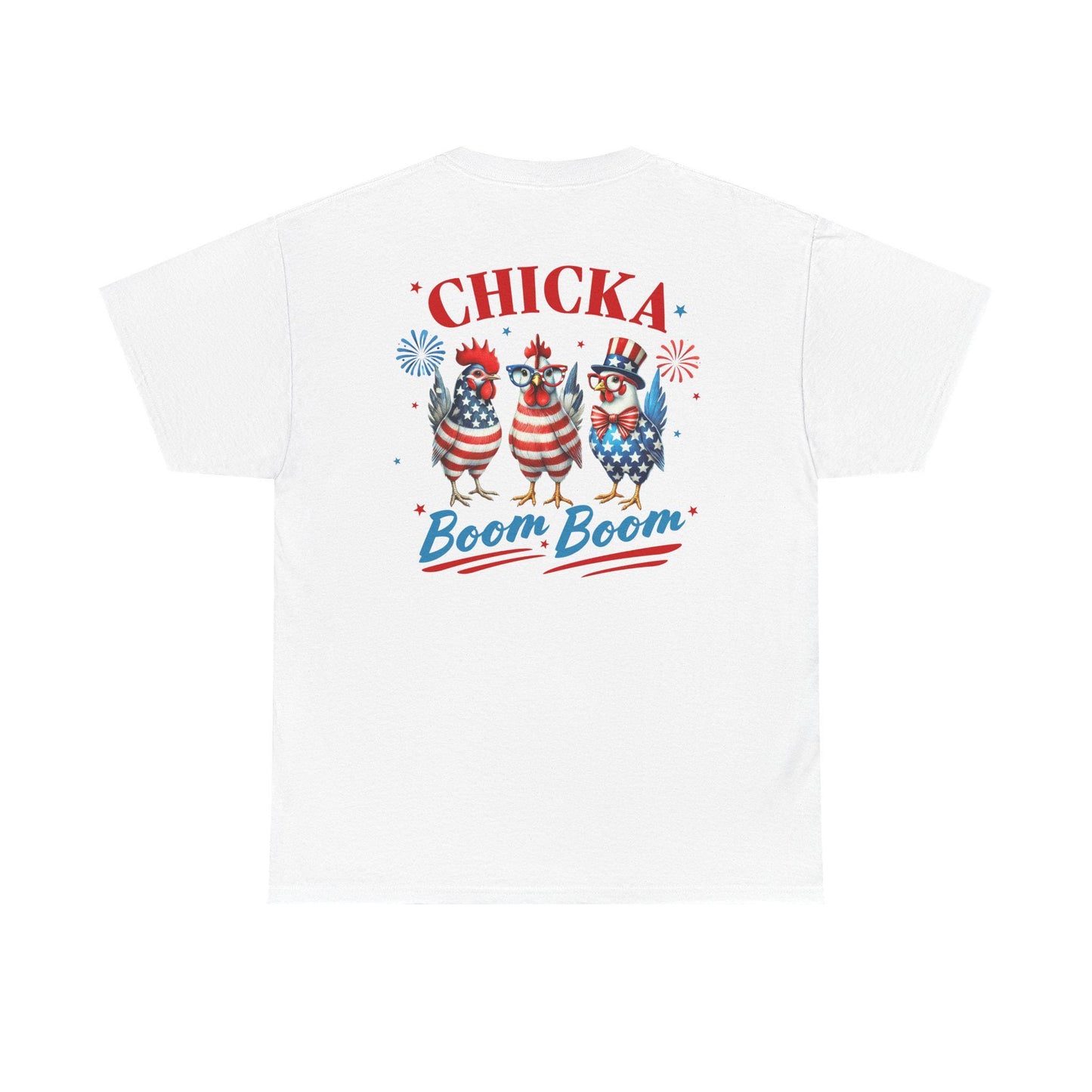 4th of July Graphic Tee Unisex Heavy Cotton Chica Boom Boom Shirt Patriotic American Holiday Top
