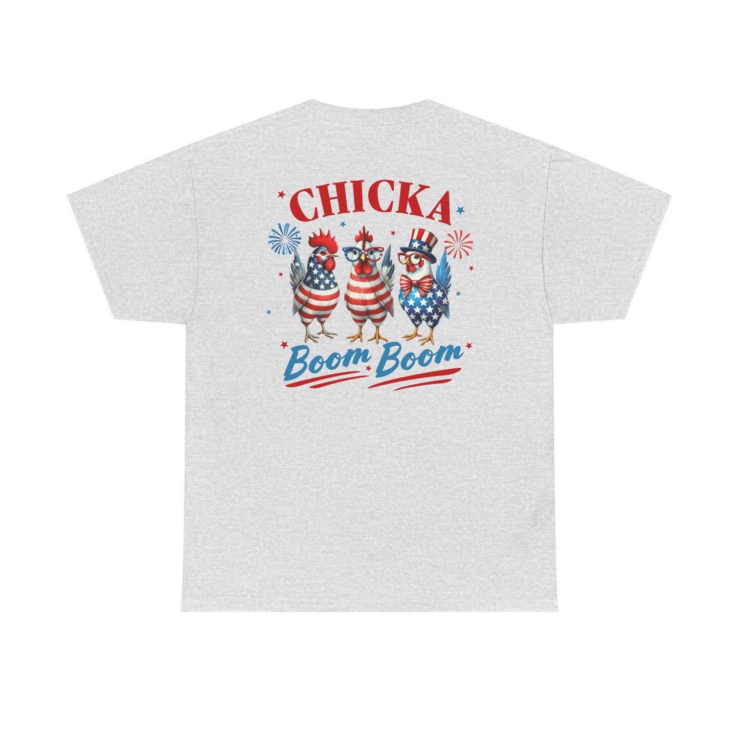 4th of July Graphic Tee Unisex Heavy Cotton Chica Boom Boom Shirt Patriotic American Holiday Top