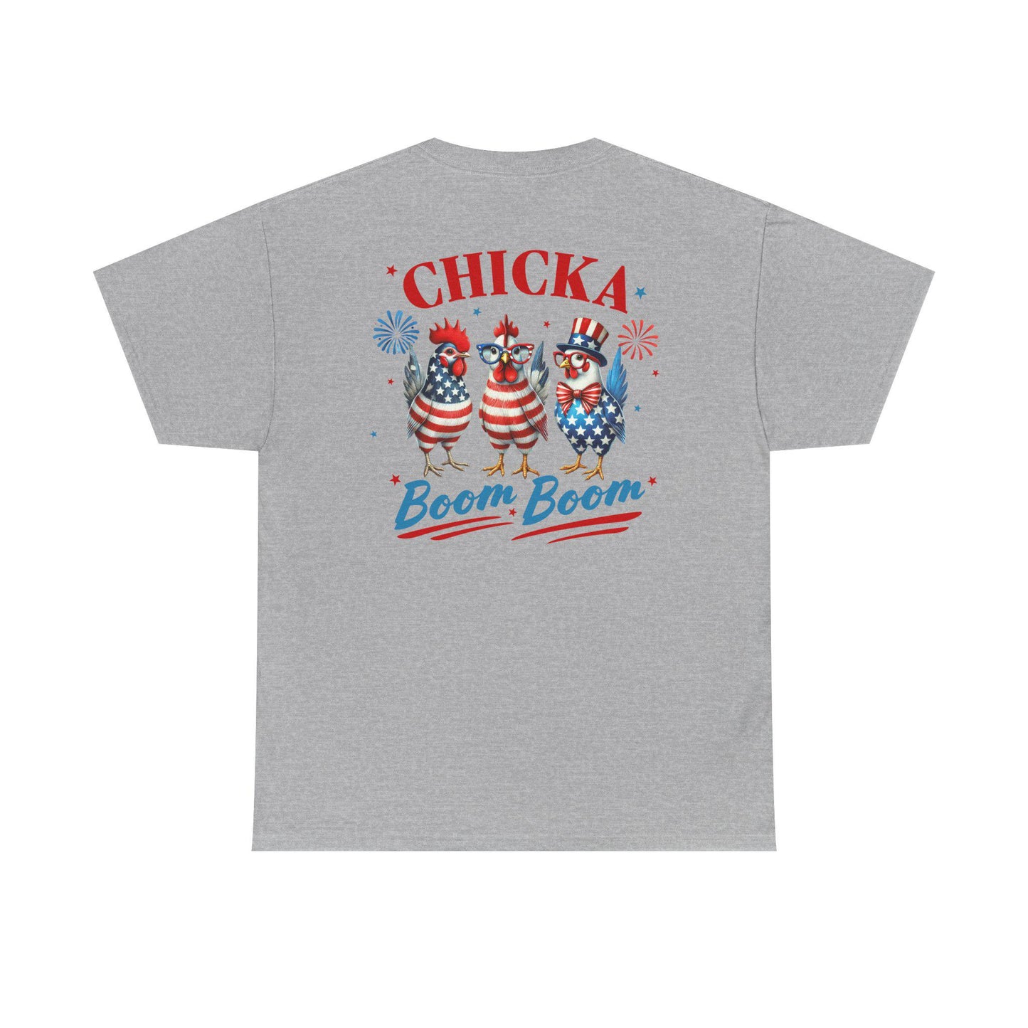 4th of July Graphic Tee Unisex Heavy Cotton Chica Boom Boom Shirt Patriotic American Holiday Top