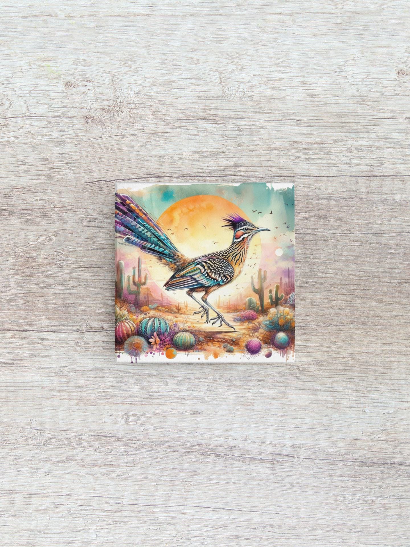 Roadrunner Wall Decal Arizona State Bird Watercolor Desert Cactus Art Gift for Nature & Outdoor Lovers