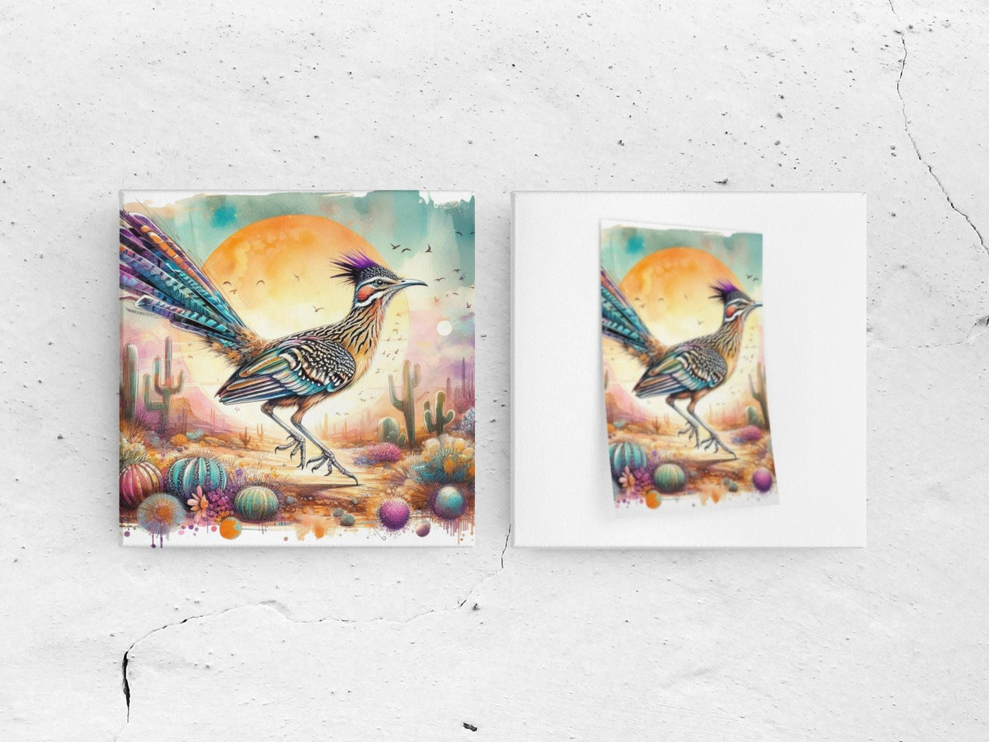 Roadrunner Wall Decal Arizona State Bird Watercolor Desert Cactus Art Gift for Nature & Outdoor Lovers