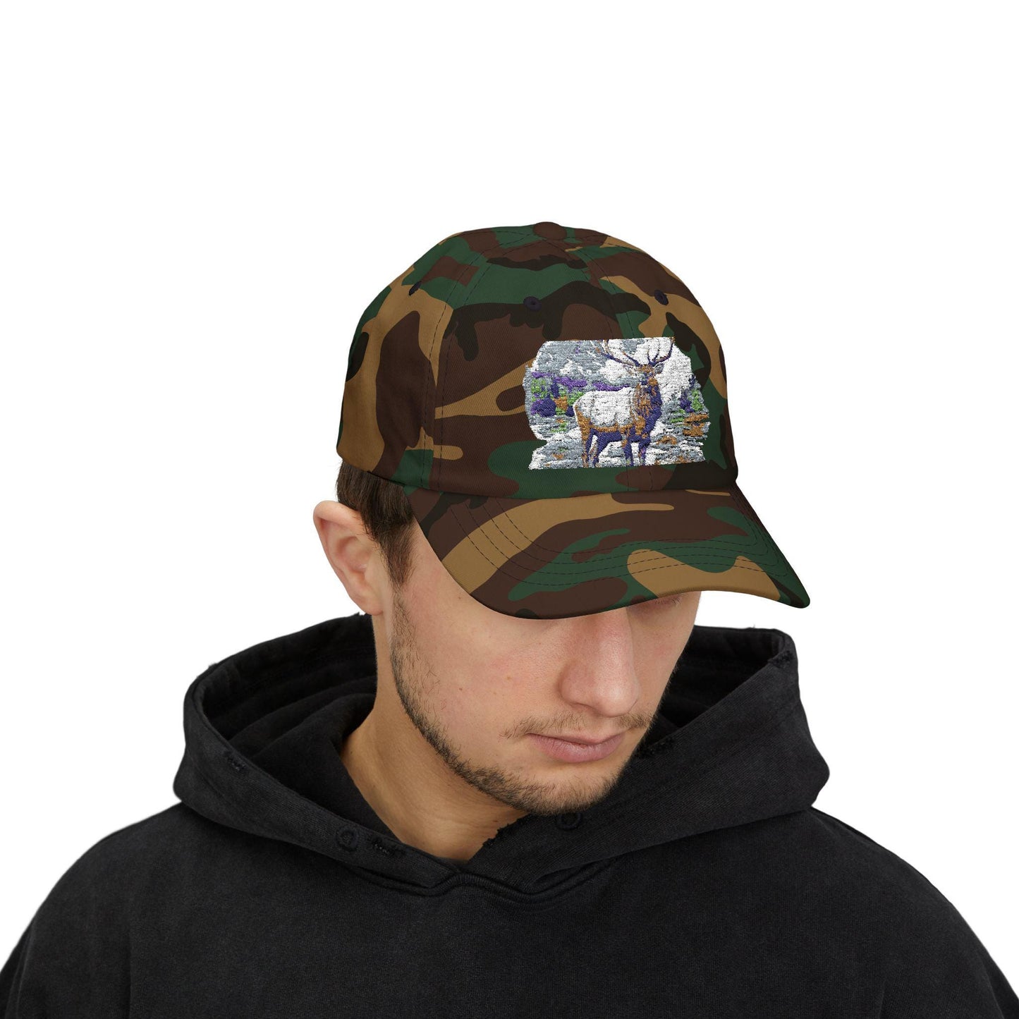 Elk Mountains Dad Cap - Classic Hunter Hat, Nature Lover Gifts, Outdoorsman Snapback, Forest Wildlife Adjustable Baseball Cap