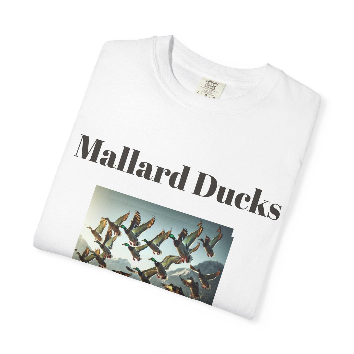 Mallard Ducks T-Shirt Unisex Nature Scene Tee with Ducks Landing on Lake Vintage Garment-Dyed Shirt