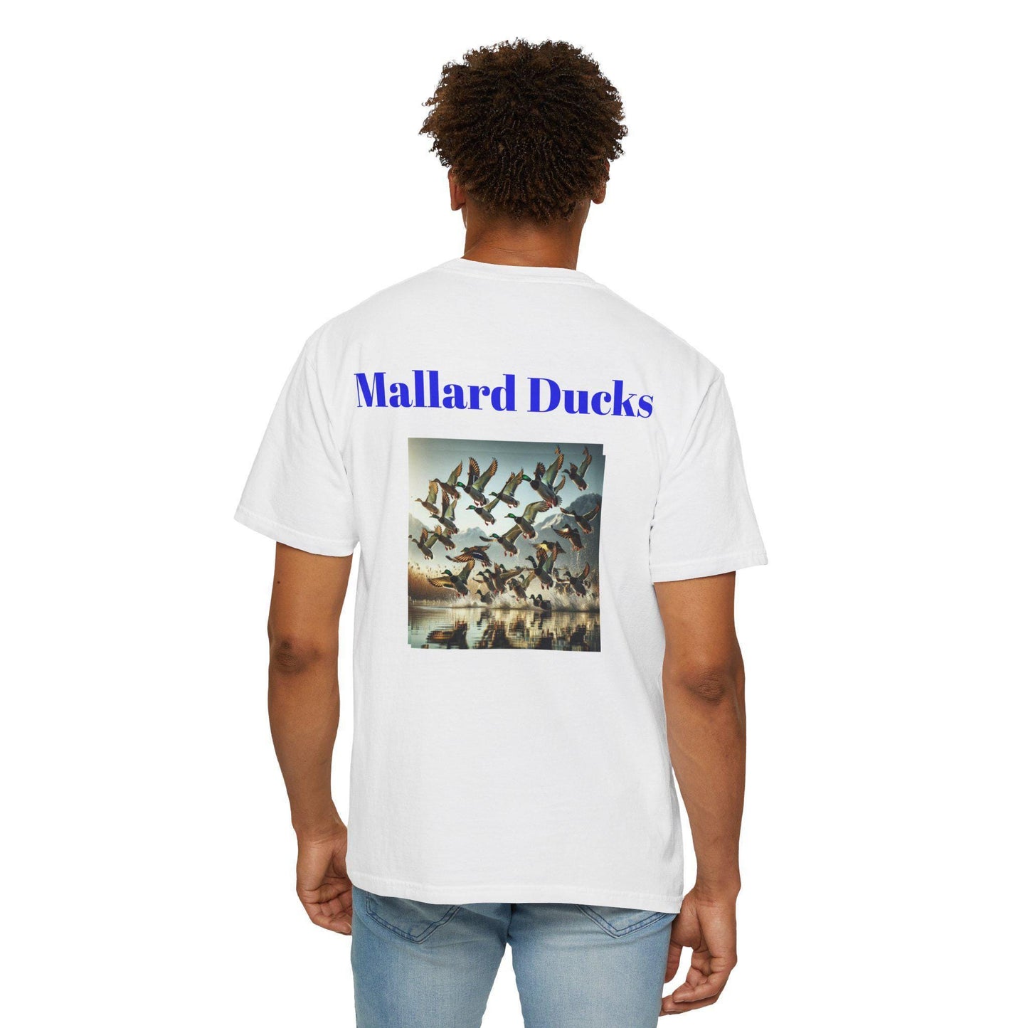 Mallard Ducks T-Shirt Unisex Nature Scene Tee with Ducks Landing on Lake Vintage Garment-Dyed Shirt