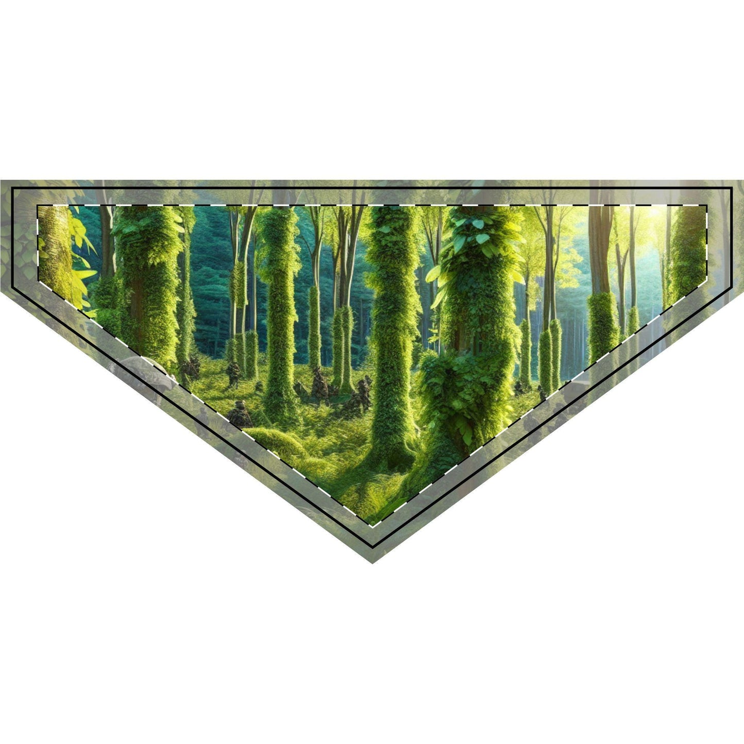 Clip-on Pet Bandana with Forest Trees Design Adjustable Dog Scarf, Eco-Friendly Outdoor Style, Lightweight & Durable Accessory.