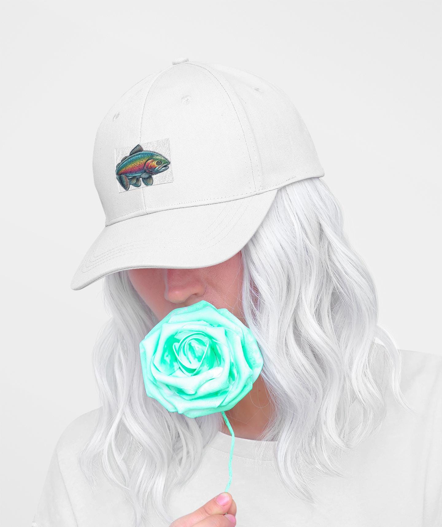 Embroidered Fishing Cap with Rainbow Trout Design, Stylish Fish Hat, Fisherman Gift & Summer Outdoor Gear