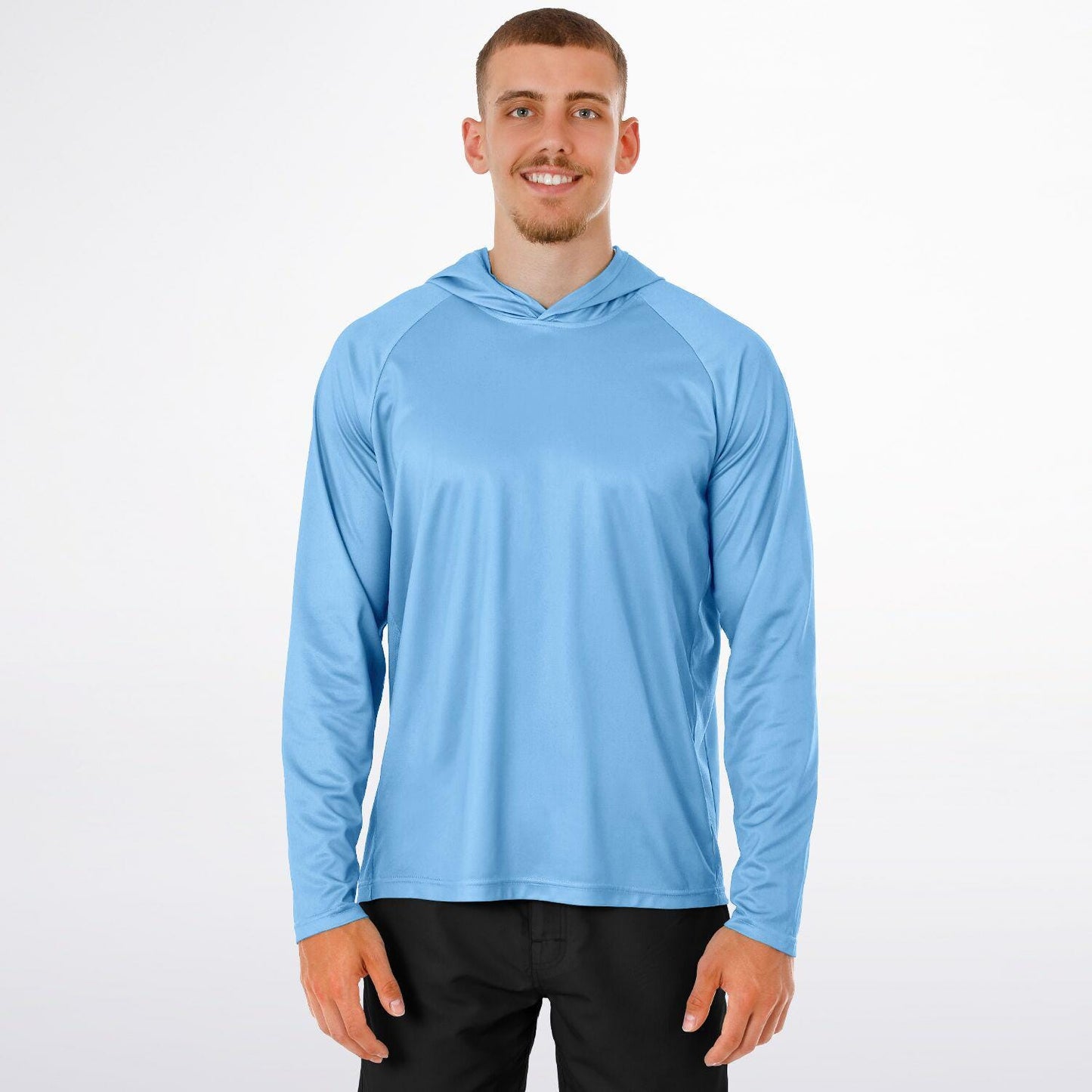 Men's Long Sleeve Hooded Performance Shirt - Lightweight Moisture-Wicking AOP Activewear Top