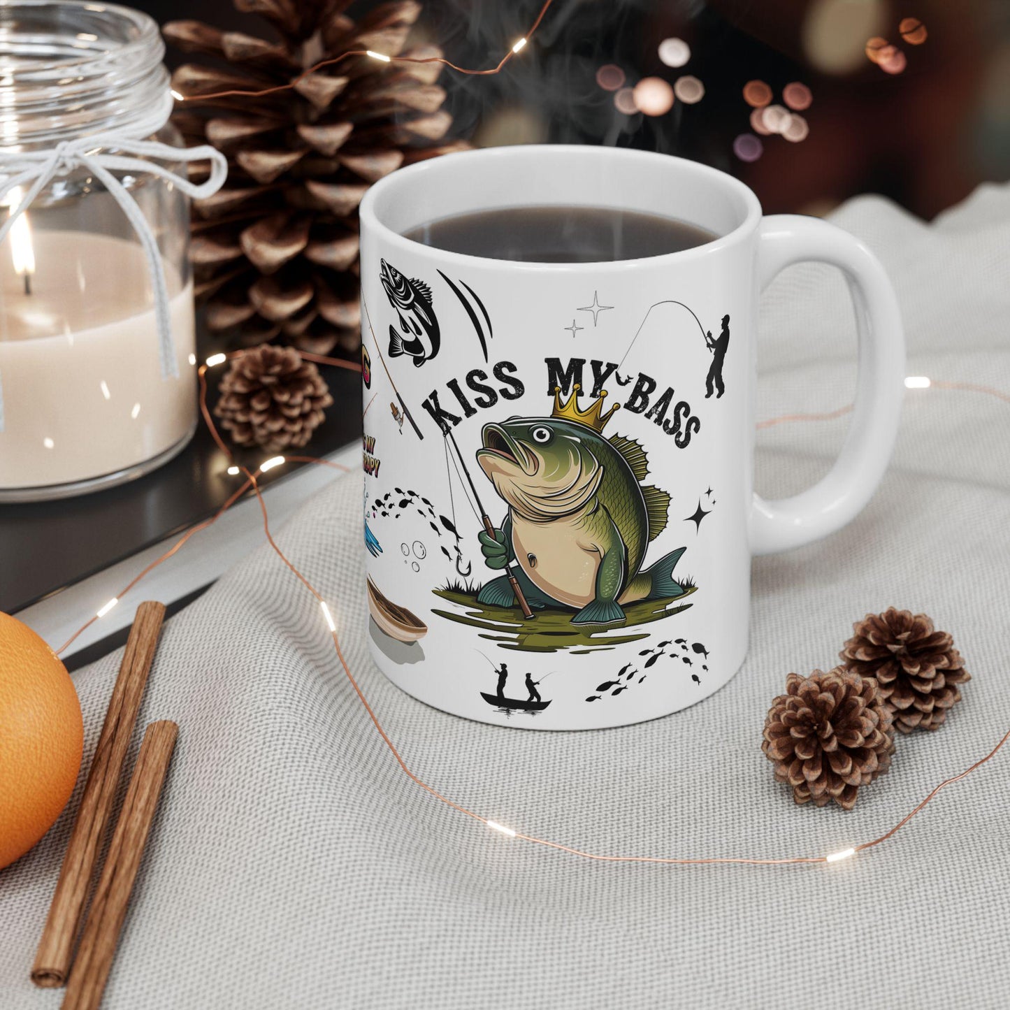 Adventure Ceramic Mug - Perfect Gift for Anglers, Coffee Lovers, Enthusiasts, Personalized Decor, Bass Fishing Mug