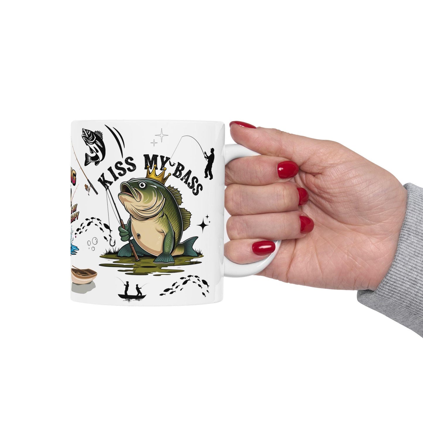 Fishing Adventure Ceramic Mug - Perfect Gift for Anglers, Coffee Lovers, Fishing Enthusiasts, Personalized Fishing Decor, Bass Fishing Mug