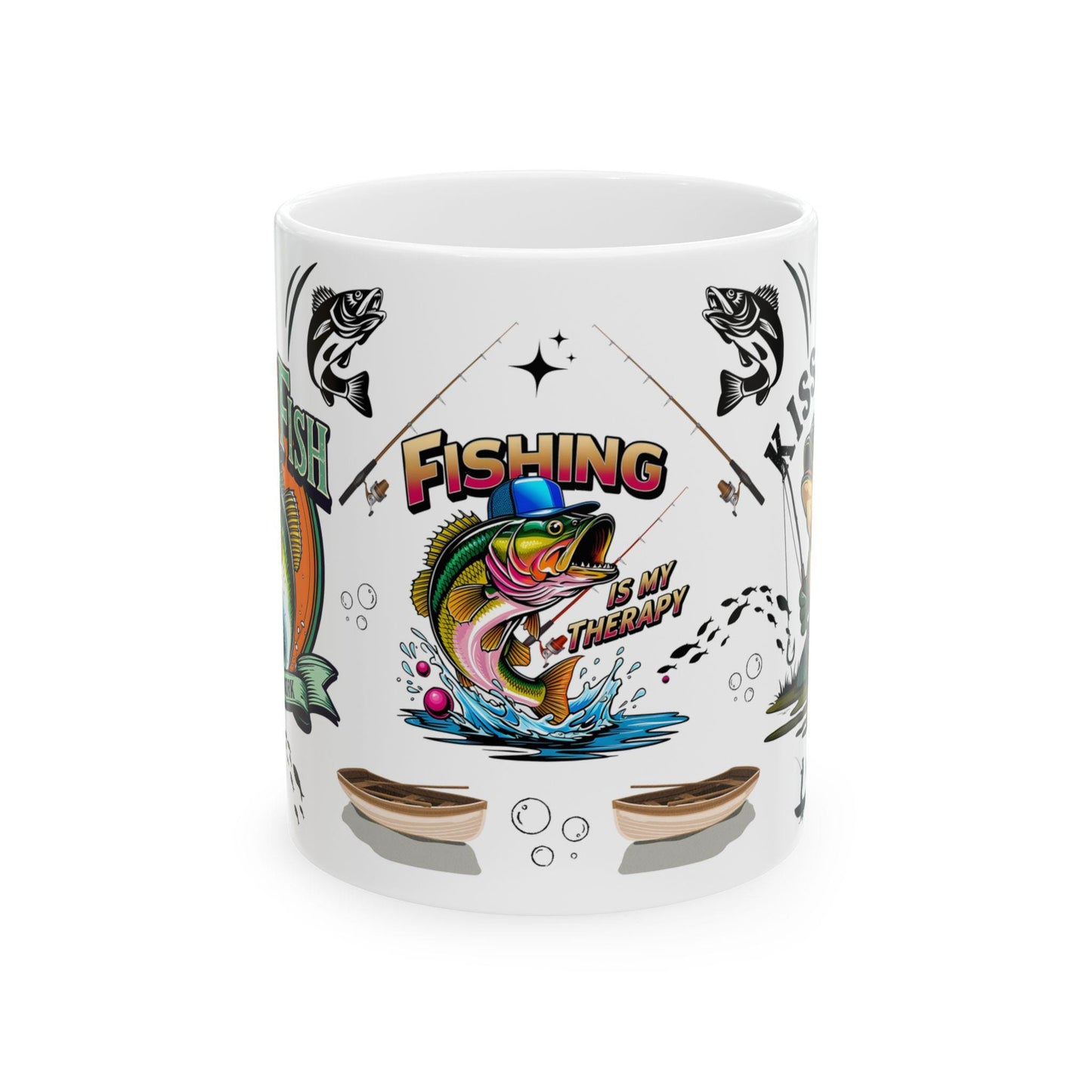 Fishing Adventure Ceramic Mug - Perfect Gift for Anglers, Coffee Lovers, Fishing Enthusiasts, Personalized Fishing Decor, Bass Fishing Mug