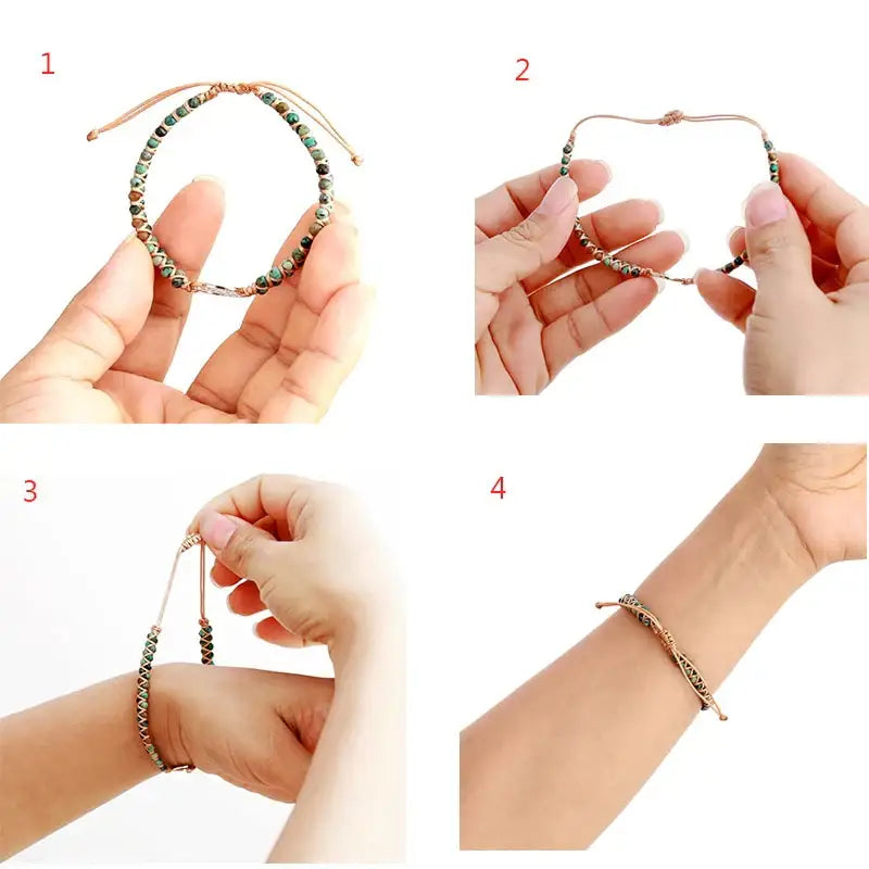 Imperial Jasper Macrame Bracelet - Bohemian Style