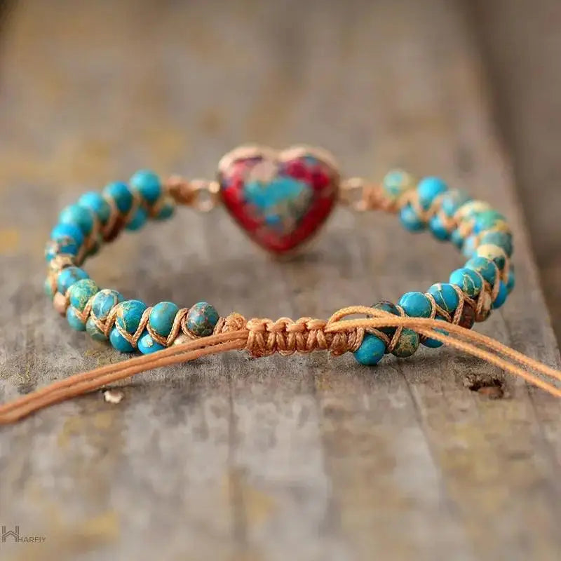 Imperial Jasper Macrame Bracelet - Bohemian Style