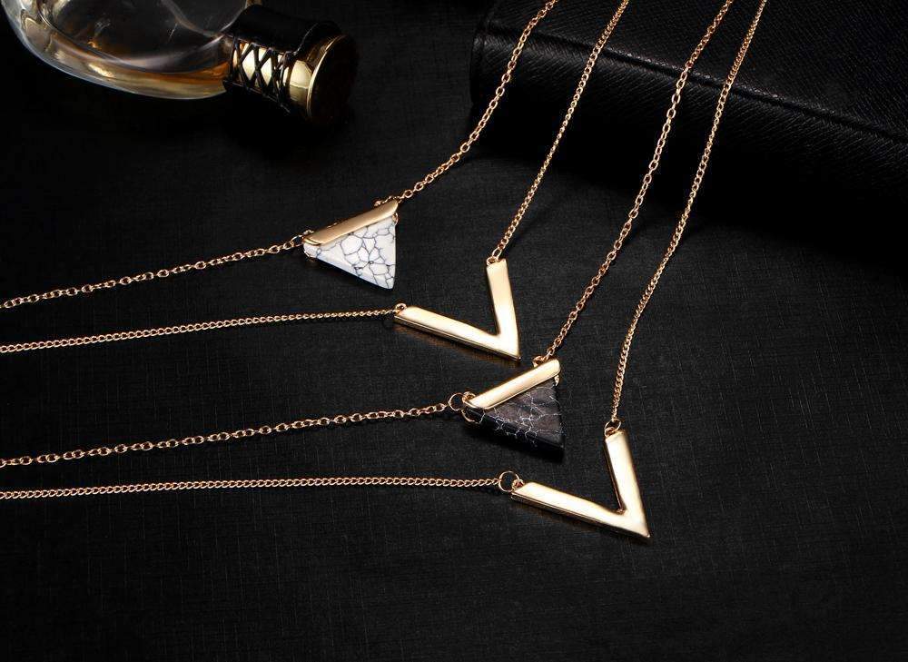 Marble Chevron Double Layer Necklace - Inspirational Jewelry