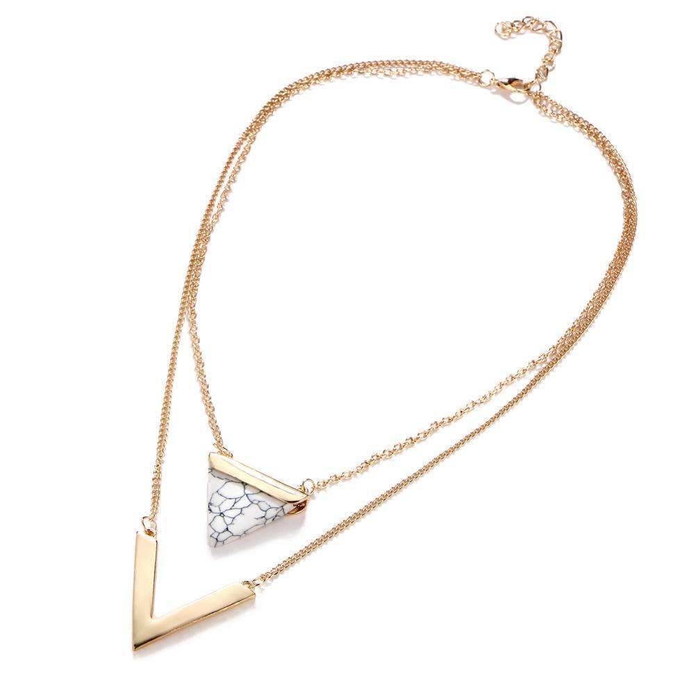 Marble Chevron Double Layer Necklace - Inspirational Jewelry