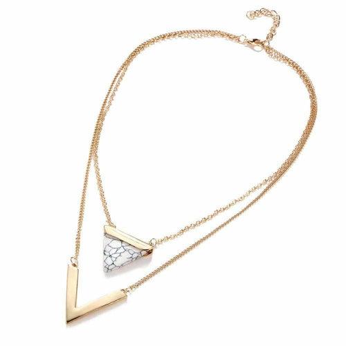Marble Chevron Double Layer Necklace - Inspirational Jewelry