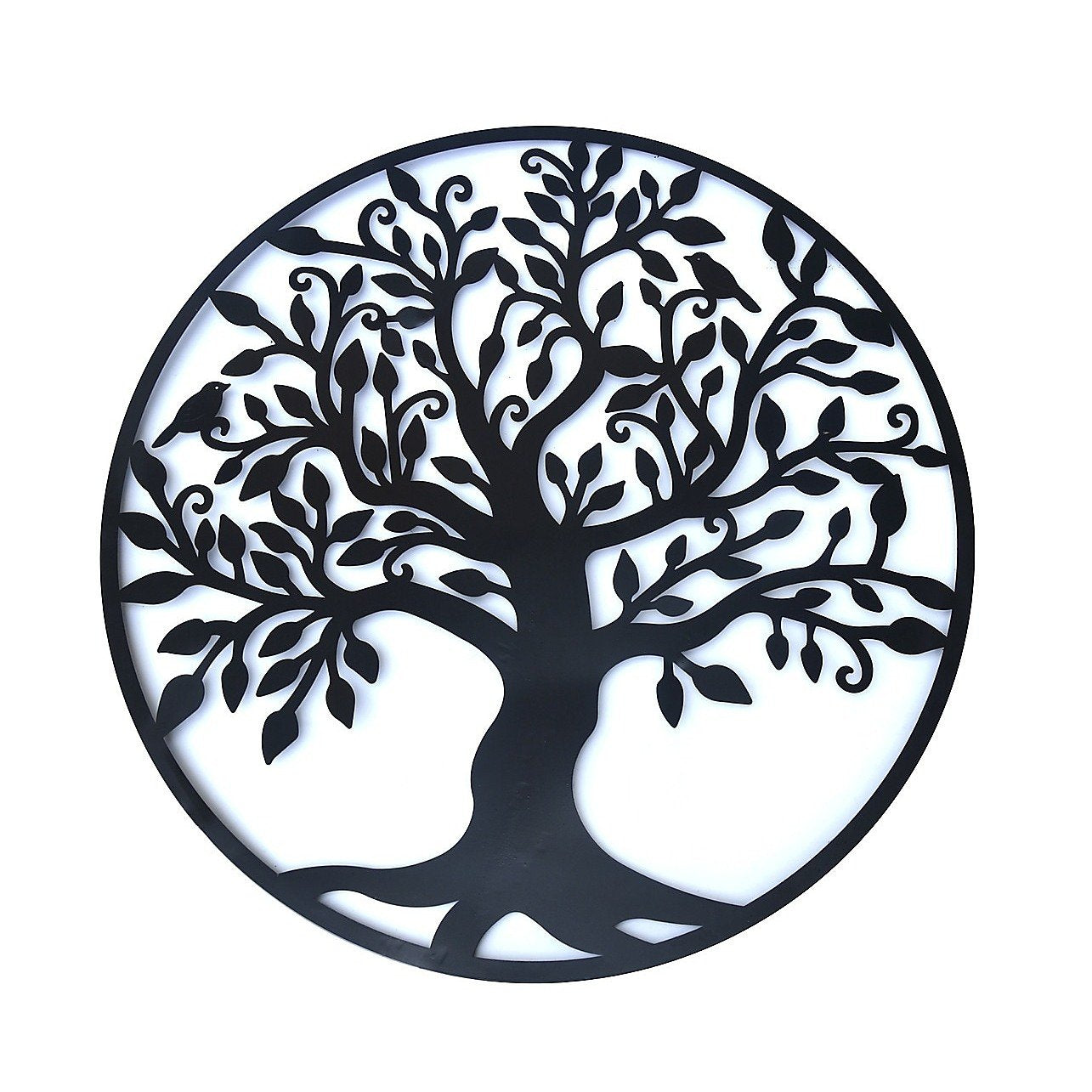 99cm Black Tree of Life Wall Art Hanging Metal Iron Sculpture Garden - Toddcraft