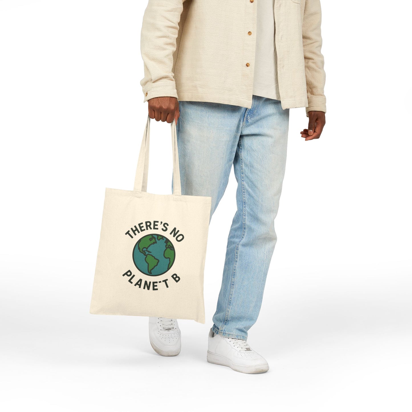 Eco-Friendly Cotton Tote Bag - "There's No Planet B" | Reusable Grocery Bag, Sustainable Shopping Tote, Gift for Earth Lovers - Toddcraft