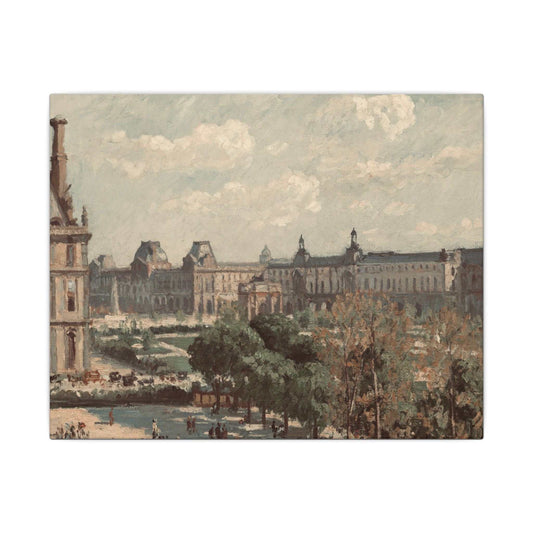 Matte canvas with cityscape artwork, stretched, 0.75" frame, eco-friendly pine from renewable forests.