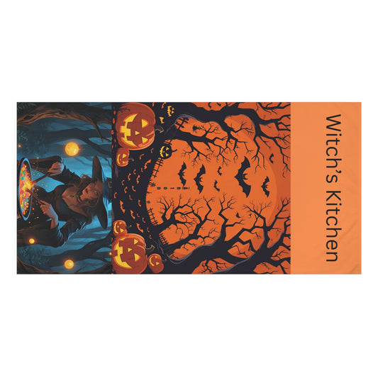 Halloween Kitchen Towel, Witch's Kitchen Decor, Spooky Cooking Towel, Fall Kitchen Accessories, Pumpkin Themed Towel - Toddcraft