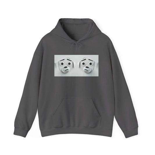 Sarcastic Dog Face 3D Hoodie with kangaroo pocket and color-matched drawstring.