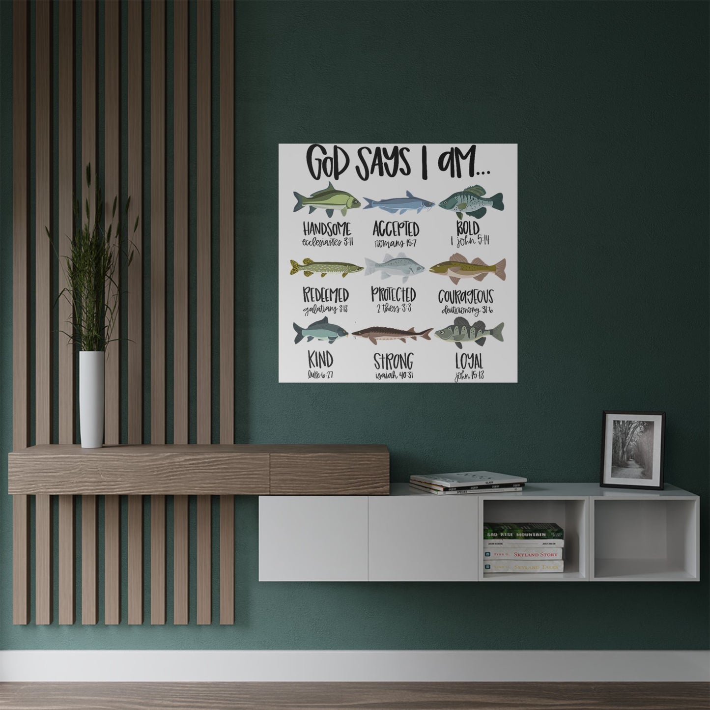 Inspirational Satin Poster Print, Motivational Wall Art, Faith-Inspired Home Decor, Fish Themed Wall Decor, Christian Quotes - Toddcraft