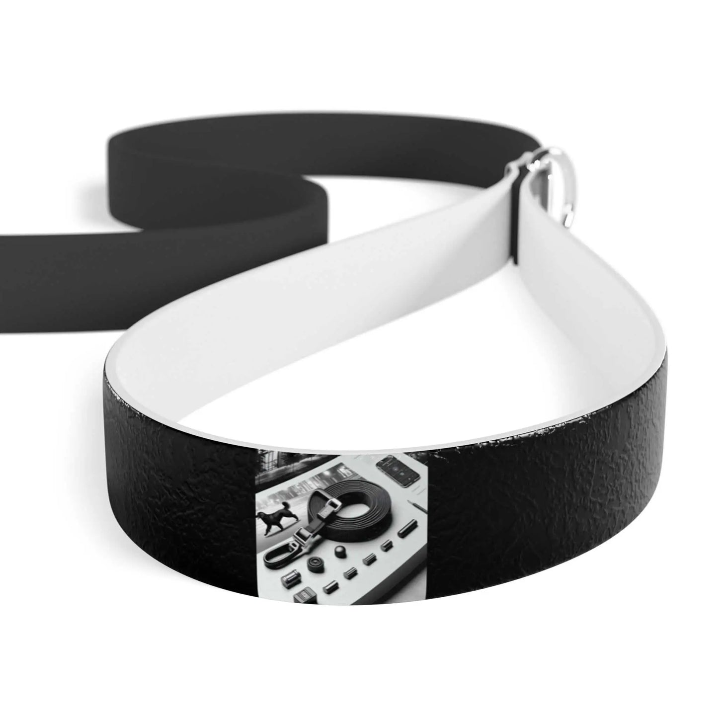 Custom dog leash with ergonomic handle, made of TPU and PVC, featuring a zinc alloy snap hook, water-resistant design.