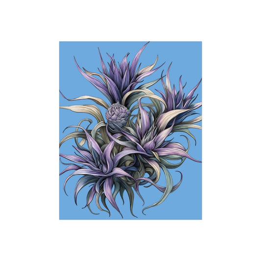 Fine art poster with purple and green abstract botanical design on gallery-grade matte paper.