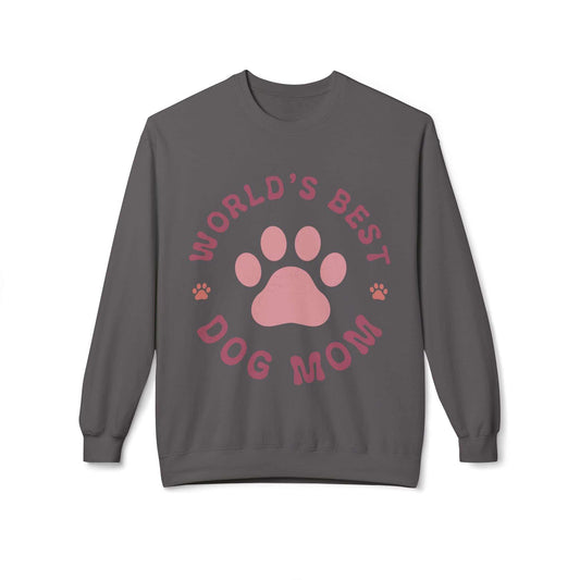 Unisex midweight softstyle fleece crewneck sweatshirt with paw print design.