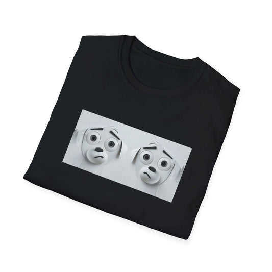 Sarcastic Dog Face 3D Tee featuring a sarcastic dog on black fabric.