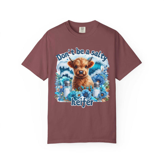 Comfort Colors 1717 unisex garment-dyed t-shirt with "Don't be a salty heifer" design, 100% ring-spun cotton.