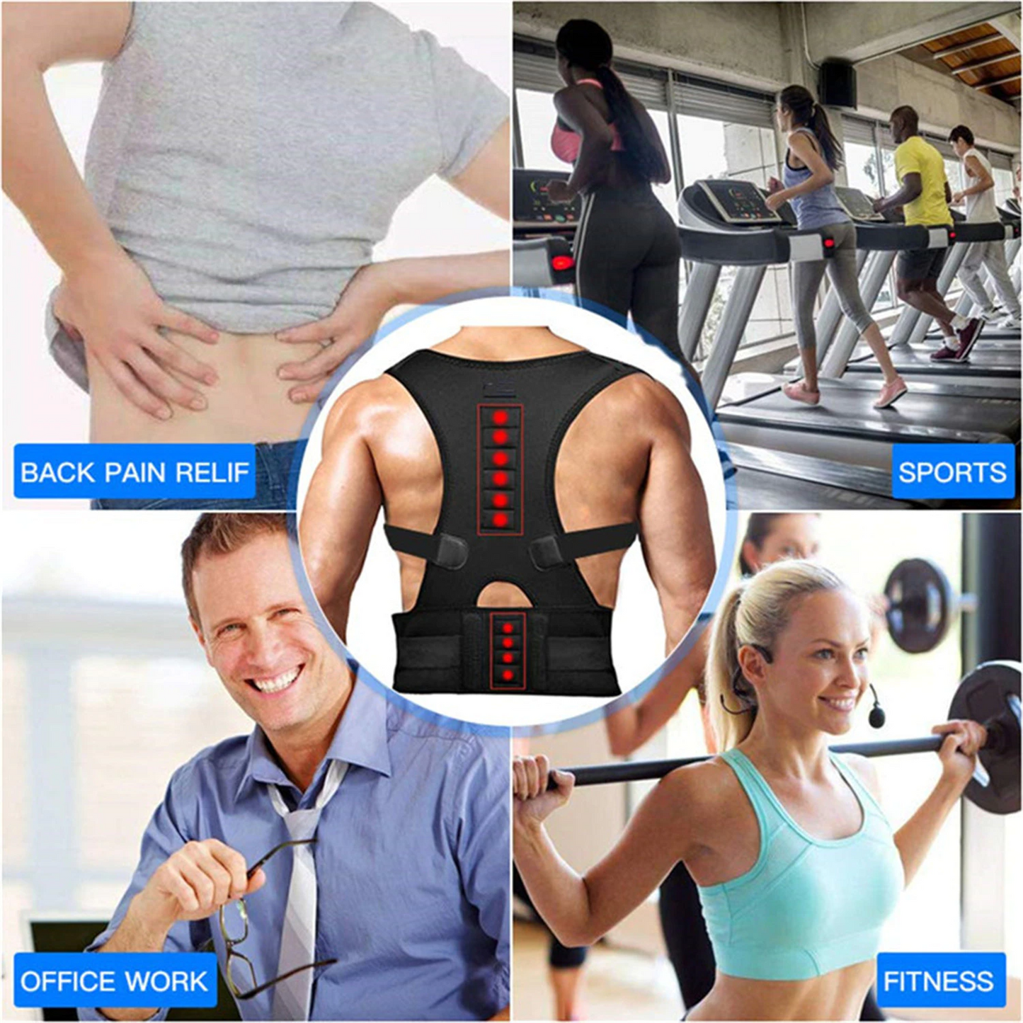 Posture Corrector Support Magnetic Back Shoulder Brace Belt Band For - Toddcraft