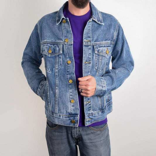 Men's DTG Denim Jacket with unique back print, stylish and durable design for modern men.