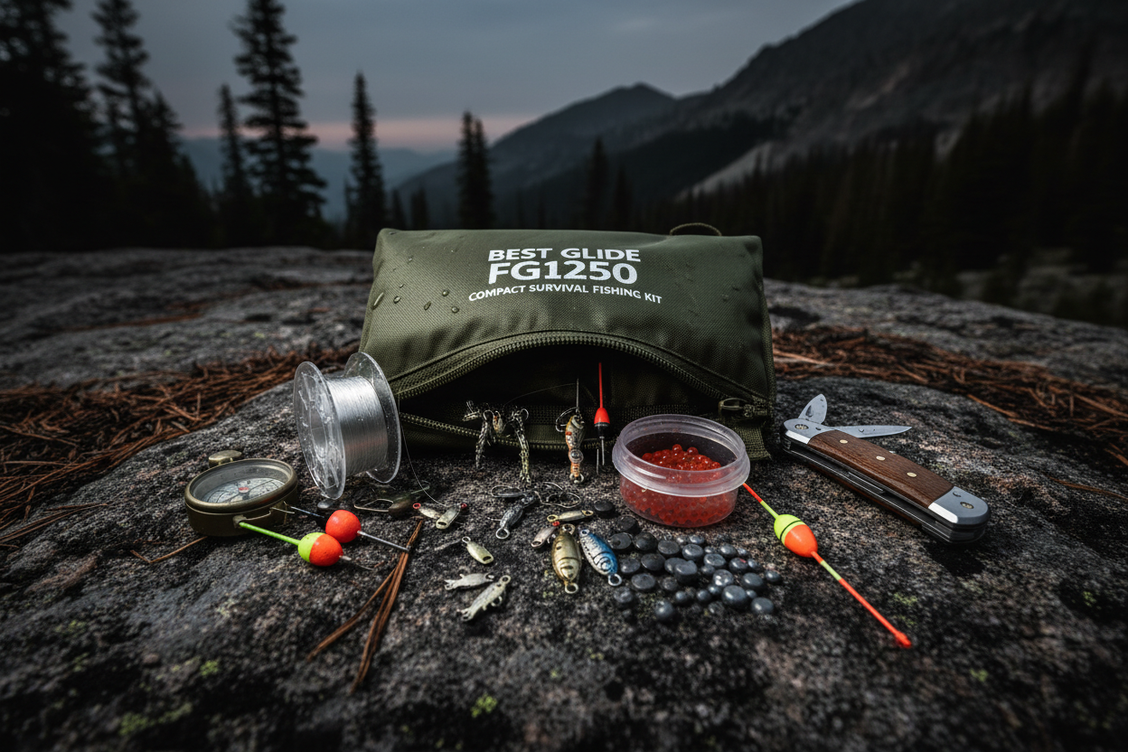 Survival Fishing Kit Flat Lay