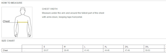 Size chart and measuring guide for Retro Wave Dogs sweatshirt or tee, highlighting chest width for various sizes.