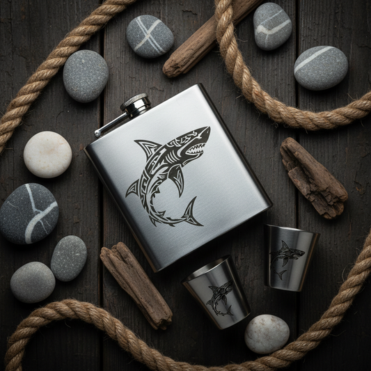 Tribal Shark Hip Flask Lifestyle