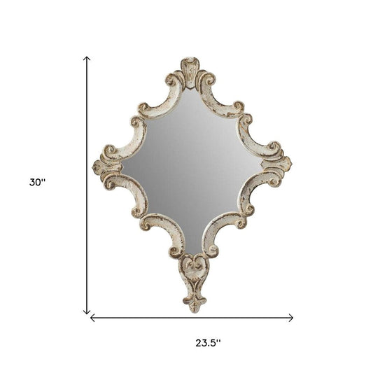 30" White Diamond Solid Wood Framed Accent Mirror - Toddcraft