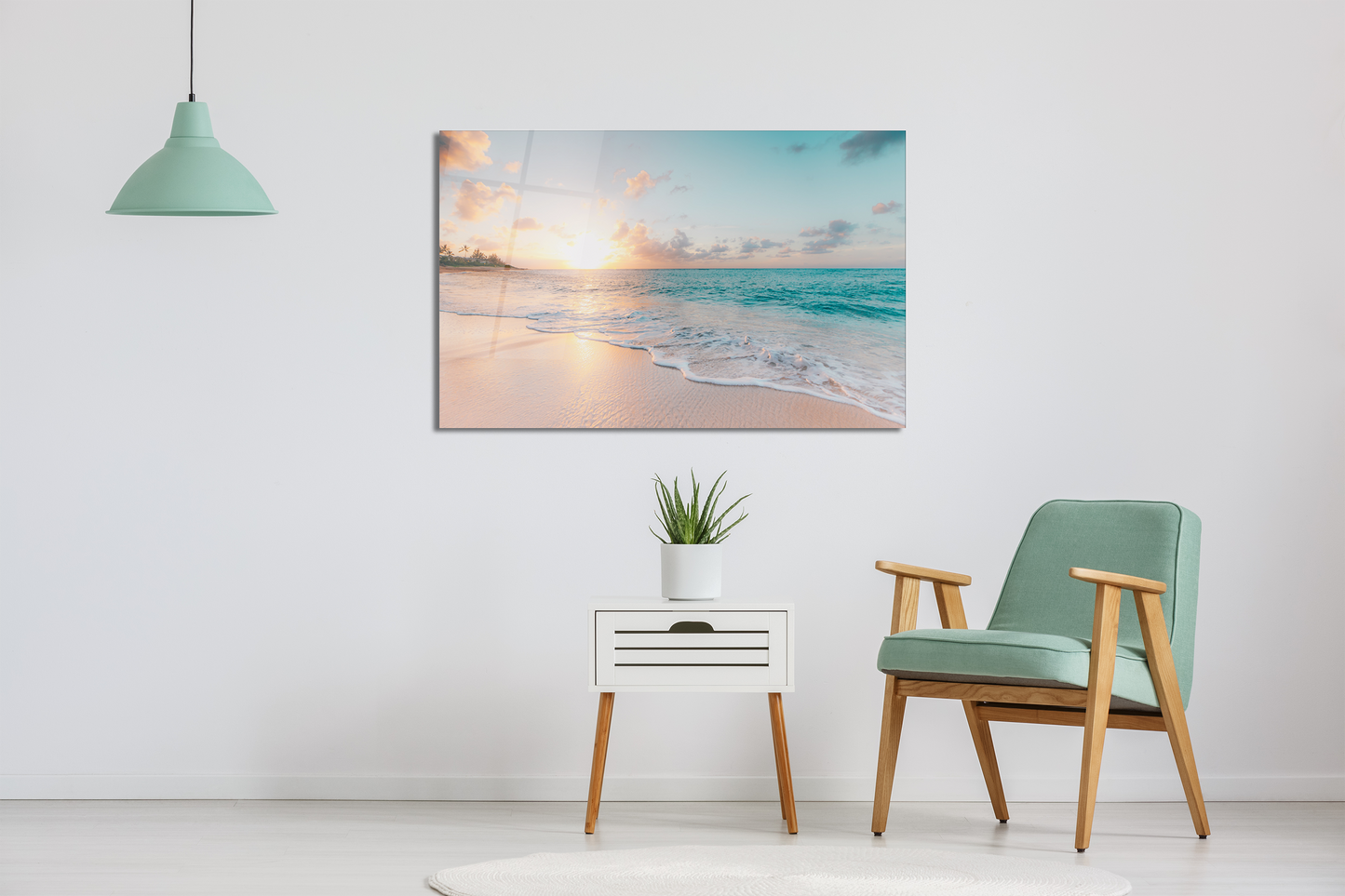 Glass Wall Art -Sea & Waves (18x28 inches - 46x72cm) - Toddcraft