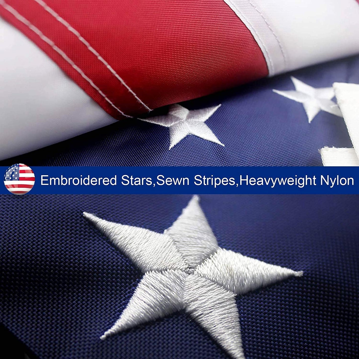 American Flag Outdoor Heavy Duty Embroidered Stars USA Flag - Toddcraft