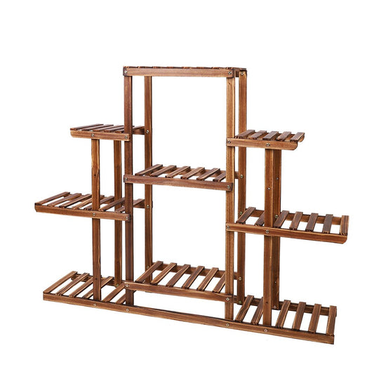 Indoor 9 Tier Wooden Plant Home Decor Stand - Toddcraft