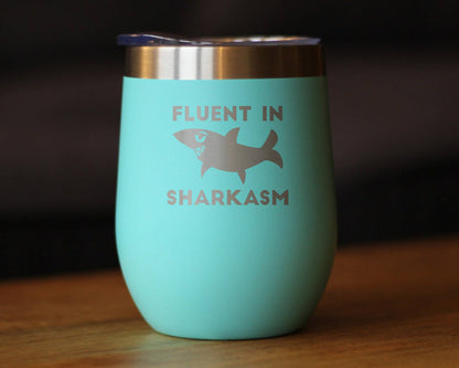 Sharkasm Insulated Wine Tumbler - Funny Shark Gifts