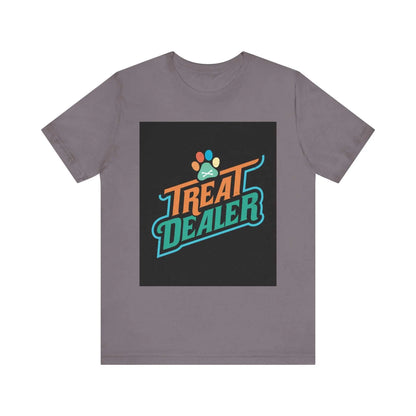 Unisex Jersey Short Sleeve Tee with "Treat Dealer" design, featuring soft cotton, ribbed knit collars, and tapered shoulders for optimal fit.