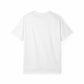 Unisex garment-dyed T-shirt in white, made from 100% ring-spun cotton, offering a relaxed fit and durable stitching.