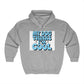 Unisex Heavy Blend™ Full Zip Hooded Sweatshirt with "My Dog Thinks I'm Cool" graphic.
