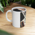 Ceramic mug with glossy finish, vibrant colors, and cat lover design; perfect gift for animal enthusiasts.