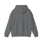 Unisex heavy blended sweatshirt in gray, featuring a hood and classic fit.