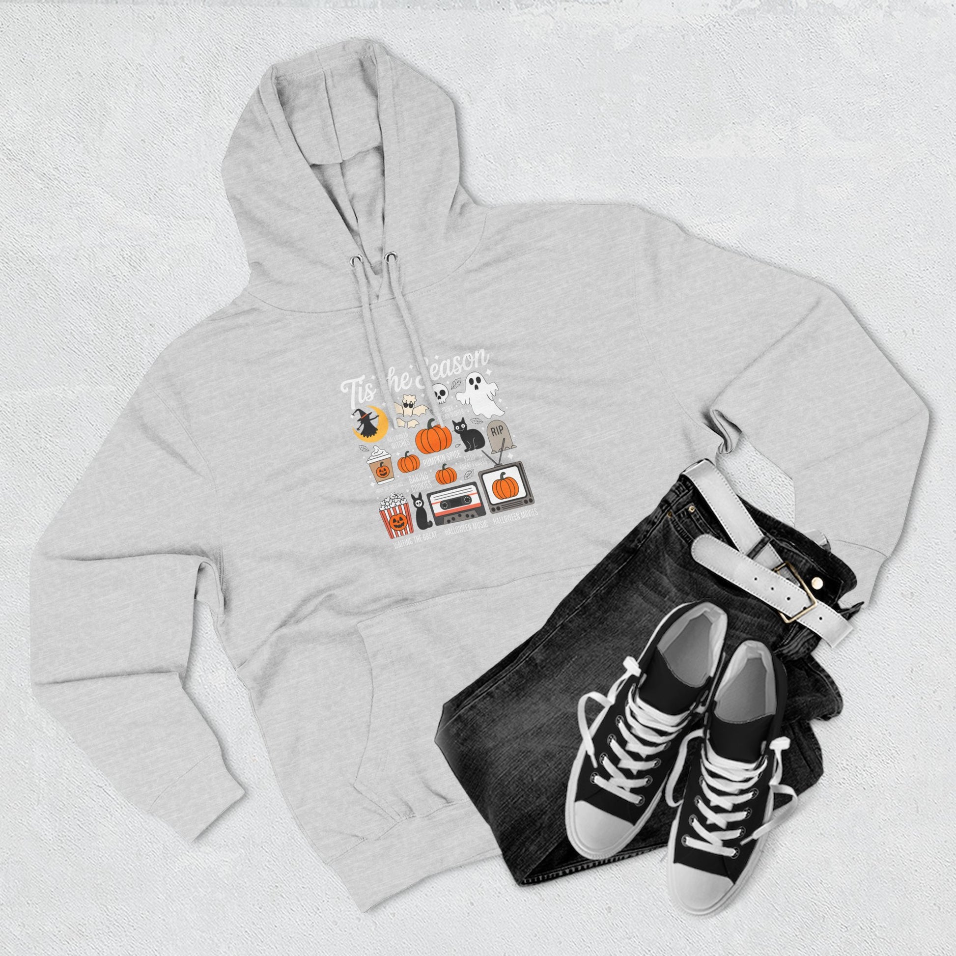 Halloween Three-Panel Fleece Hoodie, Cozy Fall Apparel, Spooky Season Sweatshirt, Ghostly Hoodie, Pumpkin Outfit - Toddcraft