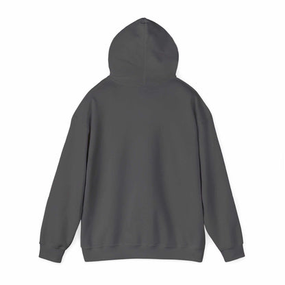 Unisex heavy blend hooded sweatshirt in dark gray, featuring a plush cotton-polyester mix for warmth and comfort.